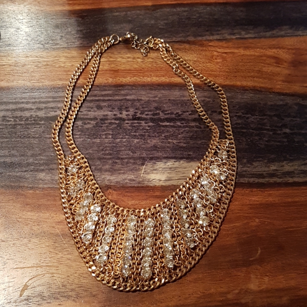 COSTUME JEWELRY RHINESTONE BIB NECKLACE